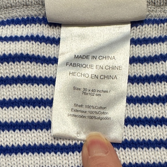 Pottery Barn Kids Blue Striped Blanket - Picture 4 of 5